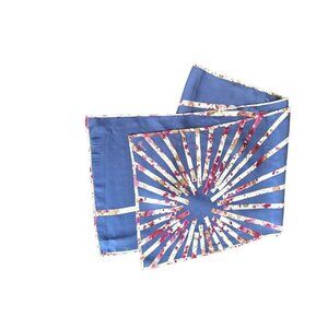 Vera Silk‎ Blue Pink Splatter Print Rectangle Scarf MCM Vintage 60s